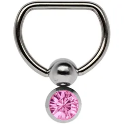 Brustwarzenpiercing ADELIA ́S "Piercing  Piercing Brustpiercing", Damen, rosa, Titan, modisch, Piercings, Titan Brustpiercing D-Ring mit Doppel Klemmkugel und 6 mm Stein rosa