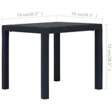 vidaXL Gartentisch Anthrazit 79x79x72 cm Kunststoff Rattan-Optik