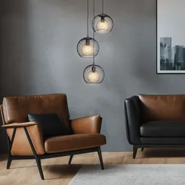 Nowa Hängeleuchte Esszimmerlampe Pendelleuchte schwarz Gitter 3-Flammig E27 Kugeln