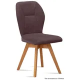 58 aufm Kessel Esszimmerstuhl Küchenstuhl drehbar (2er-Set) Draga 51x92x60 Eiche geölt/Marsala (Lieferung bis Verwendungsstelle, 8 St), Stabiles Gestell aus Massivholz pflegeleichter Bezug aus Microfaser braun