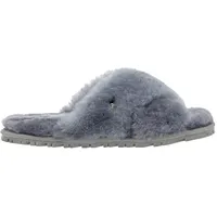 Vanuba Handgemacht Lammfell Hausschuhe Damen Slippers - Hauspantoffeln - Kuschel Pantoffeln Damen Plüsch Pantoletten - Flache Slippers für Drinnen 39 Ashgrau - 39 EU