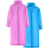 ZWDC 2 Stück Regenponcho Damen Wasserdicht Regenmantel Herren Regenjacke Festival Poncho Regen Herren Regenponcho Bunt Rain Regencape Damen Wasserdicht - Einheitsgröße