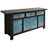opium outlet Möbel Kommode Schrank Sideboard Hochzeitsschrank 34372-5 schwarz-türkis asiatisch chinesisch orientalisch Holz