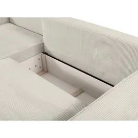 vente-unique Ecksofa mit Schlaffunktion - Ecke Links - Cord - Beige - AMELIA