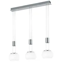 lightling Harrison LED Pendelleuchte, 3-flammig, Switch Dimmer, Breite: 82 cm, Höhe: 95-150 cm, Nickel matt, 8 Watt