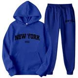 trainingsanzug damen set, Jogginganzug Damen Set Herren Trainingsanzug Winter Baggy Buchstaben Druck Zweiteiler mit Kapuze Oversize Streatwear Hausanzug 2-Teilig Kuschelig Sportanzug Unisex