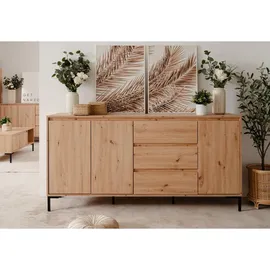 furn.design Sideboard Bastia 170 x 87 x 40 cm Eiche Artisan / Schwarz