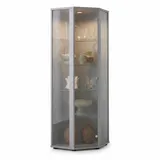 K-Möbel Eckvitrine, Silber, Holzwerkstoff, 4 Fächer, Sechseckig, 56.5x176x56.5 cm, Wohnzimmer, Wohnwände, Vitrinenschränke