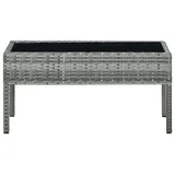 Gartentisch Outdoor Tisch - Geflochtenes Polyrattan - Gehärtete Glasplatte - Pulverbeschichteter Stahlrahmen - Wetterfest - 75x40x37 cm - Schwarz - Schwarz