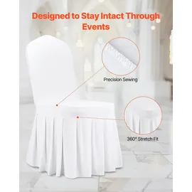 Vevor Stuhlhussen Stuhlbezug mit flacher Vorderseite 30 Stk. waschbarer Stuhlüberzug aus Polyester-Spandex für Hochzeitsfeiern Esszimmerbankette, passend für Stühle (51 x 45 x 95 cm) Weiß