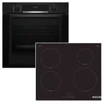 Bosch Backofen EcoClean Direct Teleskopauszug + Induktionskochfeld Booster autark 60cm - Schwarz