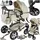 Tectake tectake® Kombi-Kinderwagen, 2 in 1, klappbar, mit 5-Punkt-Gurt, Bremse, Schutzbügel und Handschlaufe, pulverbeschichteter Aluminiumrahmen, pflegeleichter Stoffbezug, für 0 bis 36 Monate geeignet, Belastbarkeit 15 kg