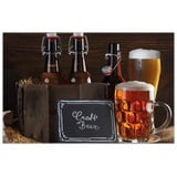 Wallario Teppich Biervarianten - Pils im Glas Flaschenbier Schild Craft Beer, rechteckig, rutschfest braun 90 cm x 140 cm