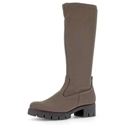 Stiefel GABOR, Damen, Gr. 42, XS-Schaft, grau (taupe), Textil, Veloursleder, klassisch, Schuhe, Blockabsatz, Plateau, Langschaftstiefel, mit XS-Stretch-Schaft