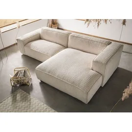 Massivmoebel24 Ecksofa 279x164x69 Cord elfenbein VALENCIA