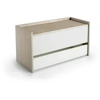 Dmora Truhenbank Lantana, Moderne Eingangsmöbel mit Schuhregal, Koffertruhe mit