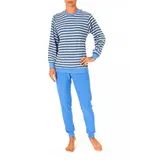 normann Frottee Schlafanzug Bündchen geringelt - 10254 in hellblau | Gr.: 40-42