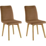 OTTO products Esszimmerstuhl Alessja (Set, 2 St), Bezug aus Microfaser, Gestell aus Eiche Massivholz gelb