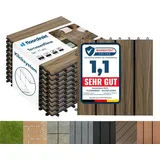 Fliesen Terrassenfliesen Klickfliesen Balkonfliesen wetterfest Mix Teak 30x30 cm 11 Stück (1m2) - Kastanienbraun