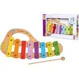 Eichhorn xylophon aus Kiefernholz - Musikinstrument für Kinder ab 2 Jahren mit 8 Tönen, 1 Klöppel & Liederheft - Spielend Musik entdecken - 30x15cm - Braun/Bunt
