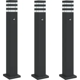 vidaXL Wegeleuchte Aluminium 80 cm 3 Stk. Schwarz