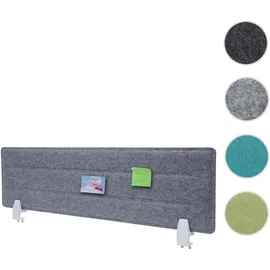 Mendler Tischtrennwand HWC-G76, Büro-Sichtschutz Schreibtisch Pinnwand, Schallschutz Stoff/Textil mit Prägung ~ 100x30cm grau