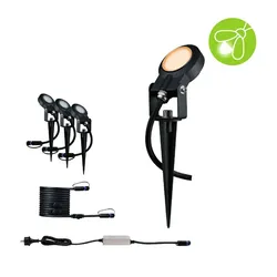 Paulmann 94729 Plug & Shine LED Gartenstrahler Sting Basisset Insektenfreundlich IP67 2200K 3x6,3W 75VA Anthrazit