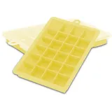 Intirilife 2x Eiswürfelformen in GELB – 2er Set à 24 Fächer Eiswürfel Silikonformen mit Deckel – Flexibler Eiswürfelbehälter Verschließbar