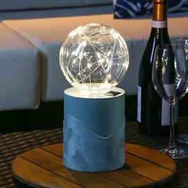 MARELIDA LED Solar Tischlampe GLOW grün Kugelleuchte mit Drahtlichterkette für Terrasse