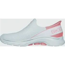 SKECHERS Go Walk 7 - Mia Weißes Textil, neonrosa Besatz, 37