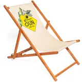 Richards Sun Eistee Liegestuhl Strandliege beige gelber klappbar Holz
