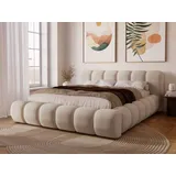 GRAINGOLD Polsterbett mit Bettkasten 140x200 Beige Samt, Doria