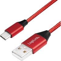 Logilink CU0148 USB Kabel 1 m USB 2.0 USB A USB C Rot