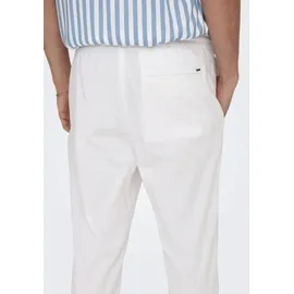 Only & Sons Schlupfhose ONSLINUS CROP 0007 COT LIN PNT NOOS Baumwolle mit Leinen, Gummizug und Kordel weiß S