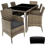 Tectake Rattan 7-tlg. natur/dunkelgrau inkl. Schutzhülle