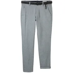 TOM TAILOR DENIM Herren Chino Hose mit Gürtel, blau, Uni, Gr. 28/32