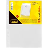 IDENA 376010 - 100 Stück Klarsichthüllen A4 glasklar, Prospekthüllen aus Kunststoff 60μ, dokumentenecht, Klarsichtfolien mit Universallochung