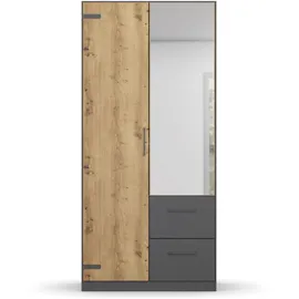 Rauch Drehtürenschrank »Holmes«, im Industrial Style, mit Schubkästen, mit oder ohne Spiegel grau