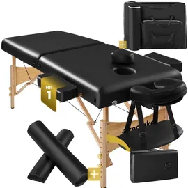 Tectake 2 Zonen Massageliege-Set Breite 59 cm, Polsterung 7,5 cm, mit Holzgestell, 187 x 59 x 65,50 cm