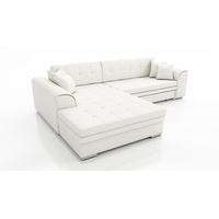 Fun Möbel Couchgarnitur SARRA Weiss mit Schlaffunktion Ottomane Links