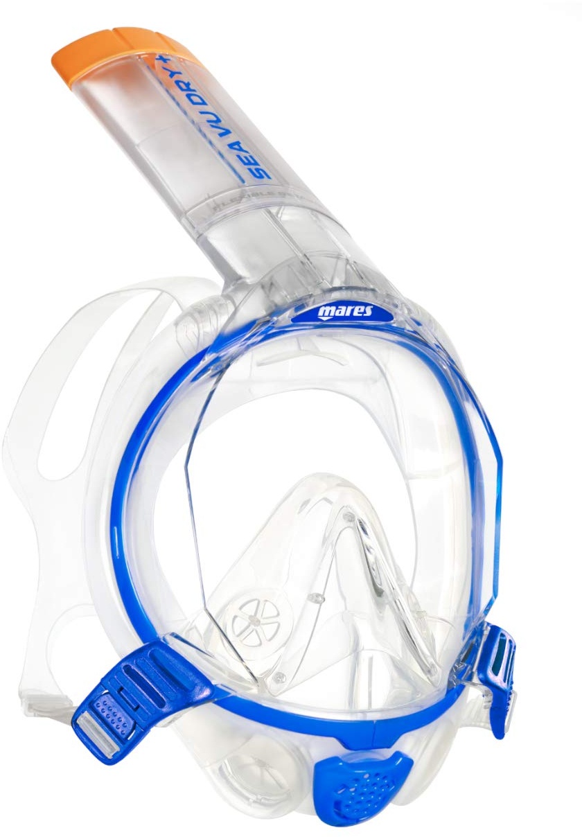Mares Full Face Mask SEA VU Dry+ Vollgesichtsmaske (Blue/Clear, L/XL)