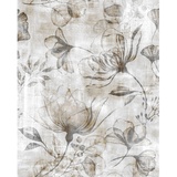 KOMAR Vliestapete Braun, Schwarz, Weiß, Floral, 200x250 cm,