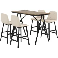 Homcom Bartisch mit Barhocker Set, 5-teilige Essgruppe, Küchentisch, Bistrotisch