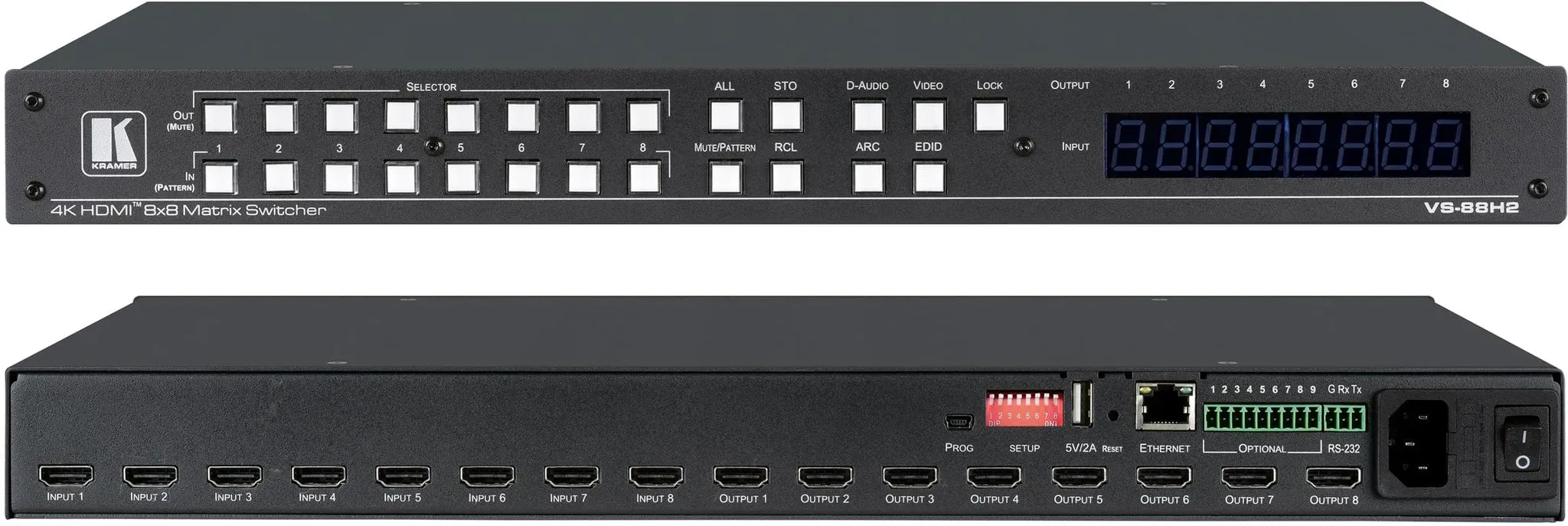 Kramer VS-88H2 - 8x8 4K HDR HDCP 2.2 HDMI Matrix–Umschalter für digitales Audio–Routing