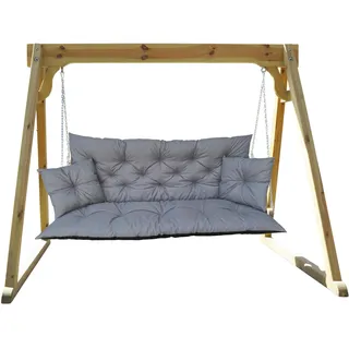 IN WOHO Hollywoodschaukel Auflage Outdoor Sitzkissen Gartenbankauflage Bankauflage Wasserabweisend Gartenbank Sitzkissen Bankkissen Sitzauflage Bank Palettenkissen mit 2 kleinen Kissen 180x60x50 Grau