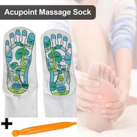 1 Paar Akupressur-massagesocken Physiotherapie-massage Entlasten Sie Müde Füße Reflexzonenmassage (Englisch) + Gelber Massagestab