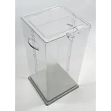 Wahlurne/Losbox aus transparentem Kunststoff, 70 cm, mit integriertem Schloss + Bohrung