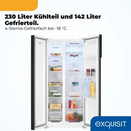 Exquisit SBS39-440E Side-by-Side (372 l, 2000 mm hoch, Weiß)