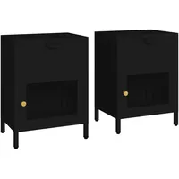 VidaXL Nachttische 2 Stk. Schwarz 40x30x54,5 cm Stahl und