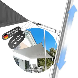 Toldoro 2,5m Sonnensegelmast höhenverstellbar/rostfreier Sonnensegelmast aus V2A Edelstahl/Pfosten für Sonnensegel mit Gleitschiene zur Höhenverstellung/Stabiler Sonnensegel Mast